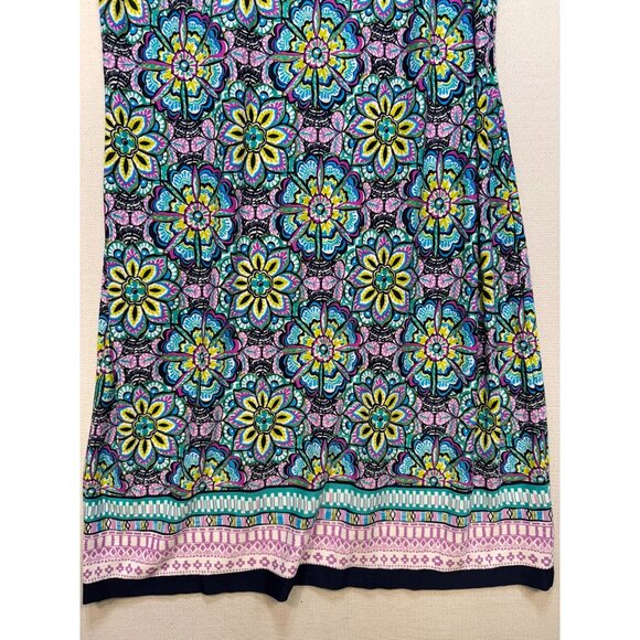 Liz Claiborne Womens Shift Dress Size 12 Multicolor Floral Short-Sleeve Boho - Picture 6 of 13